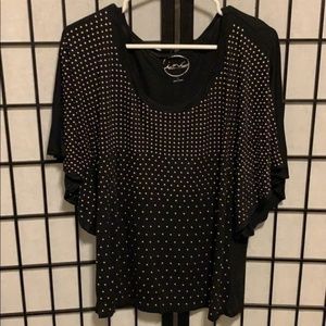 INC Black Blouse with Metal Details - Size L